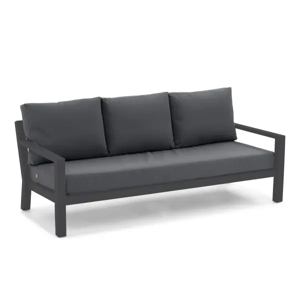 The Timber Sofa combines contemporary design with exceptional outdoor durability. Featuring powder-coated aluminum construction, Sunbrella cushions, and deep seating comfort, it's ideal for creating customizable outdoor living spaces.