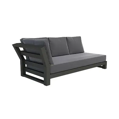 The Nevada Right Sofa combines modern design with exceptional outdoor durability. Features powder-coated aluminum frame, quick-drying Textilene sling, and plush Sunbrella cushions for superior comfort and weather resistance.