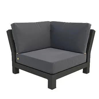The Nevada Corner Chair combines contemporary style with exceptional outdoor durability. Features lightweight powder-coated aluminum construction, quick-drying Textilene sling, and plush Sunbrella cushions for ultimate comfort.