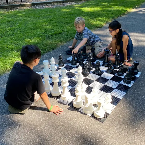 This durable, weather-resistant chess set brings classic gameplay to life-size proportions. Made in Germany from UV-protected PVC resin, it's ideal for backyards, schools, and resorts seeking interactive outdoor entertainment. - alternate view