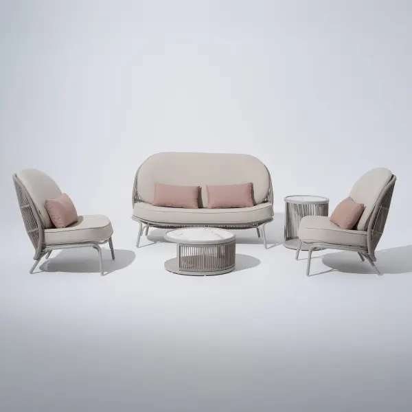 Shell 5-Piece Outdoor Lounge Set with Pillows - Image 3