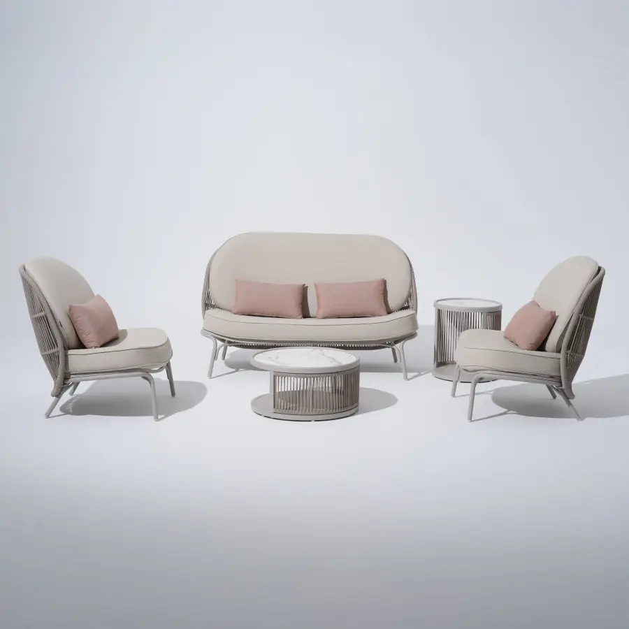 Shell 5-Piece Outdoor Lounge Set with Pillows - Image 3