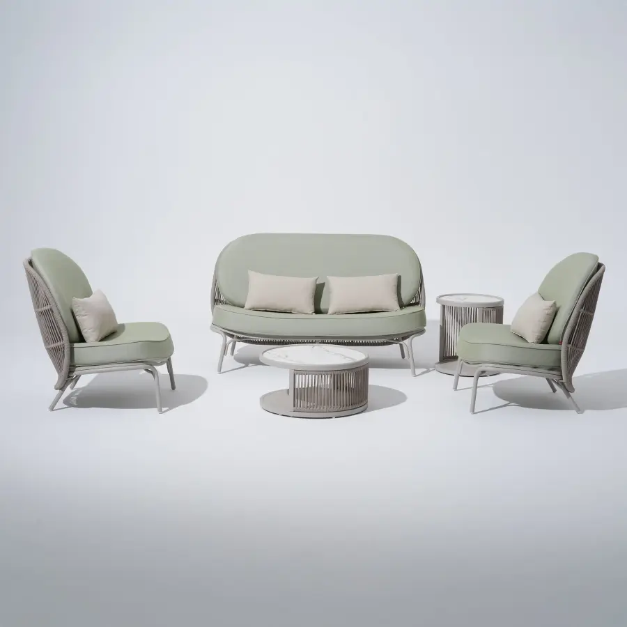 Shell 5-Piece Outdoor Lounge Set with Pillows - Image 4