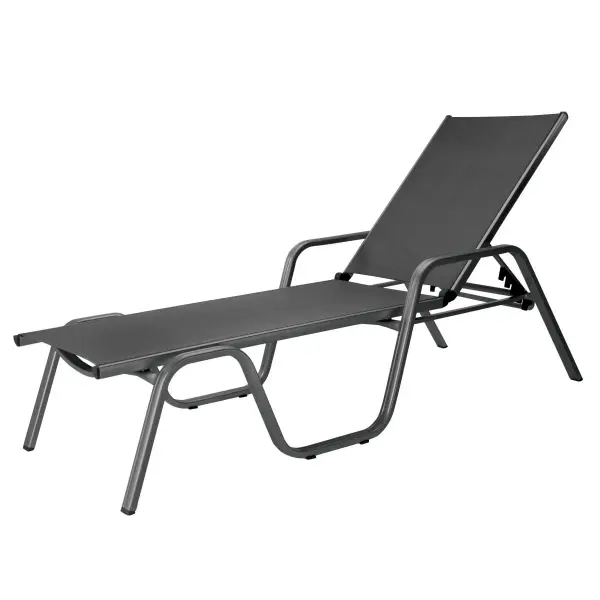 The Basic Plus Stackable Lounger combines lightweight aluminum construction with premium Textilene sling fabric for comfortable, cushion-free outdoor relaxation. Features 4-position reclining and stackable design for easy storage.