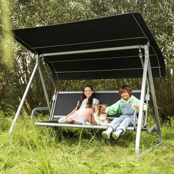 Paradiso 3-Seater Reclining Swing/Daybed - Silver/Anthracite - Image 3