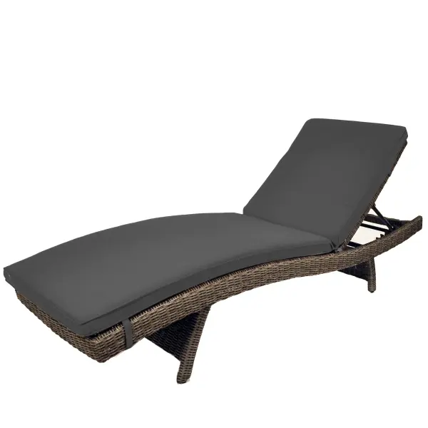 The Palma Wicker Lounger combines handwoven synthetic wicker with a powder-coated aluminum frame for year-round outdoor use. Features multi-position backrest adjustment, UV-resistant materials, and premium Sunbrella cushions.