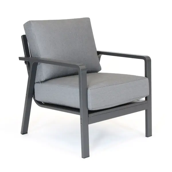 The Paros Lounge Chair combines minimalist European design with durable outdoor construction. Featuring weatherproof Sunbrella cushions, powder-coated aluminum frame, and compact footprint, it's perfect for modern outdoor spaces.
