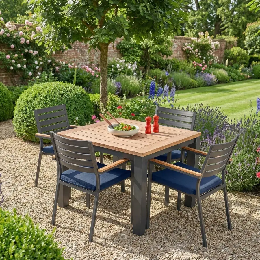Elba 5-Piece Outdoor Dining Set with Spectrum Indigo Cushions - Image 1