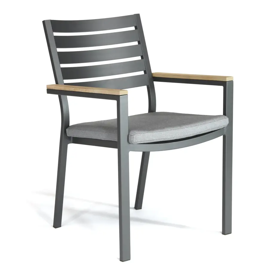 Elba Aluminum Dining Chair with Teak Accents - Image 1