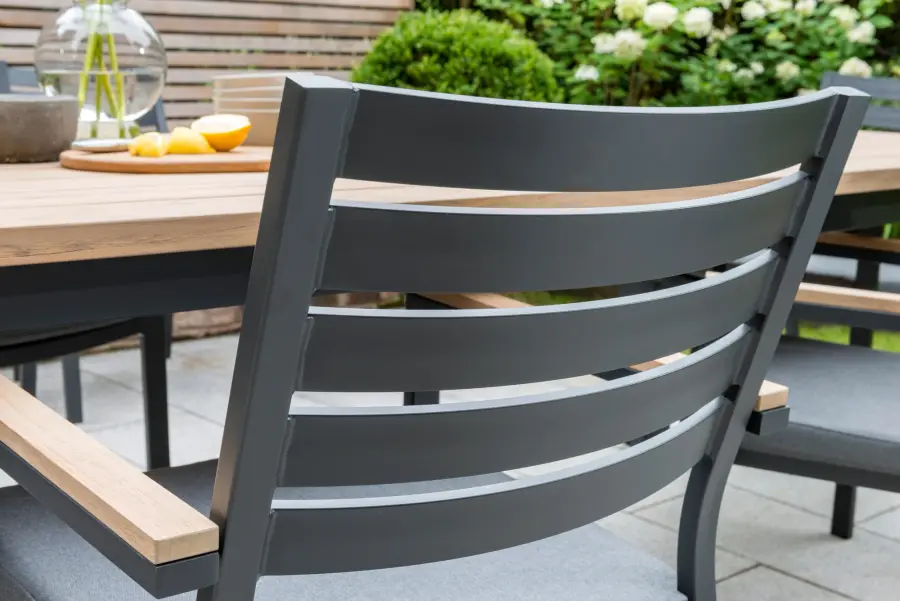 Elba Aluminum Dining Chair with Teak Accents - Image 4