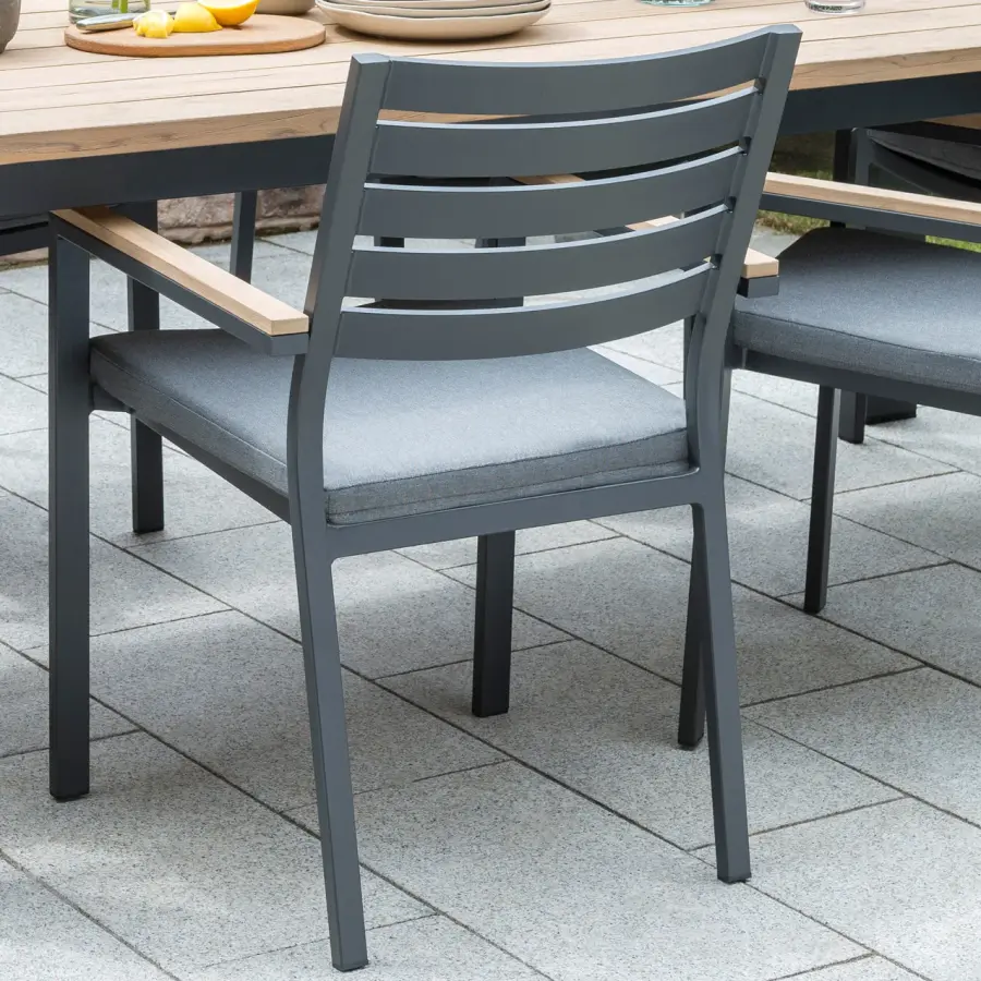 Elba Aluminum Dining Chair with Teak Accents - Image 5