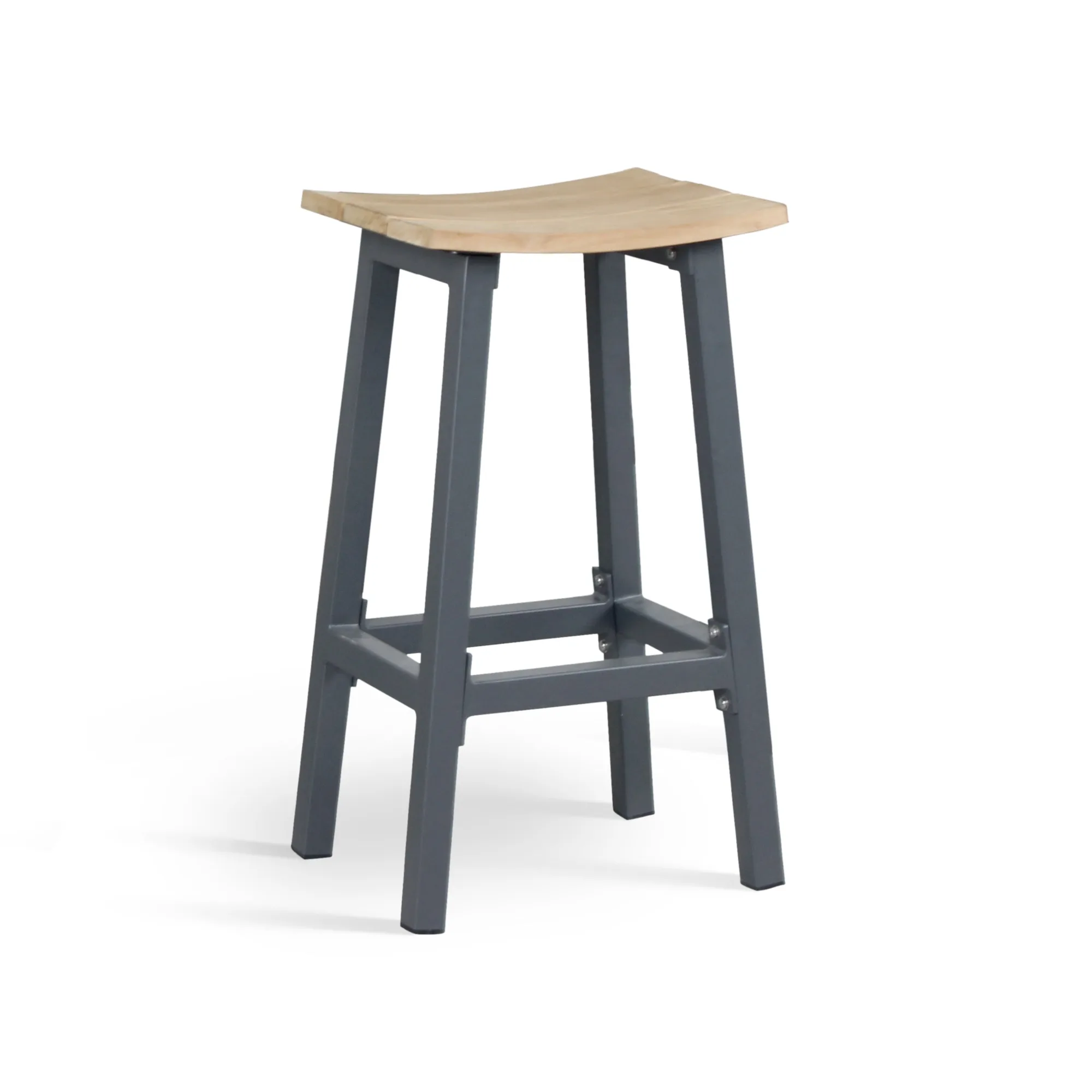 Elba Aluminum Bar Stool with Teak Accents