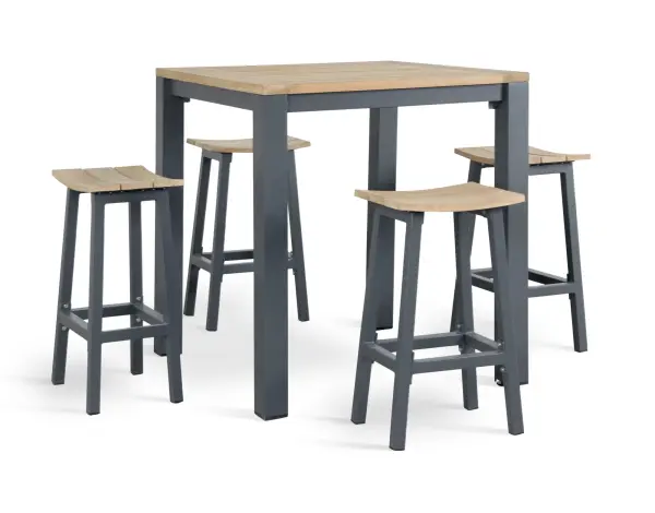 Elba Aluminum Bar Set With Teak Accents - Image 3