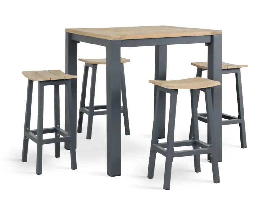 Elba Aluminum Bar Set With Teak Accents - Image 3