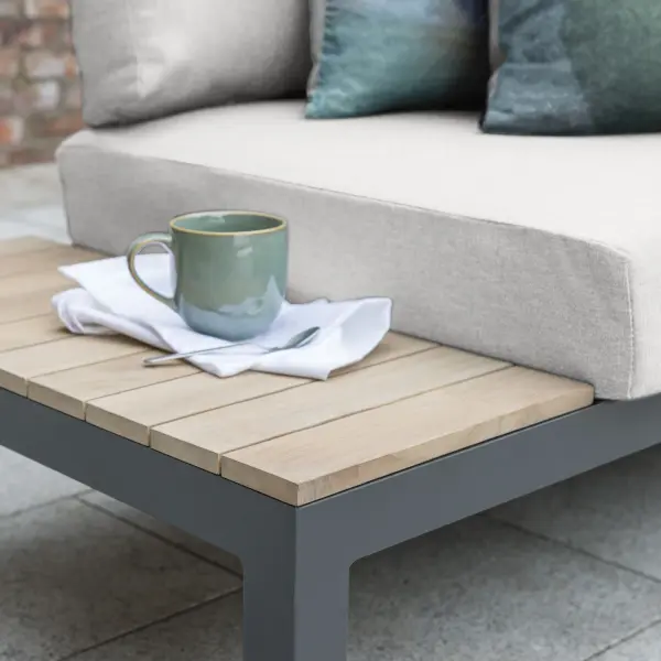 Elba 4-Piece Aluminum Corner Conversation Set with Teak Accents - Image 3
