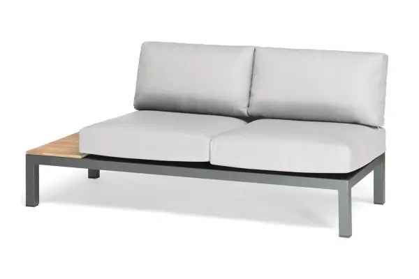 Elba 4-Piece Aluminum Corner Conversation Set with Teak Accents - Image 8