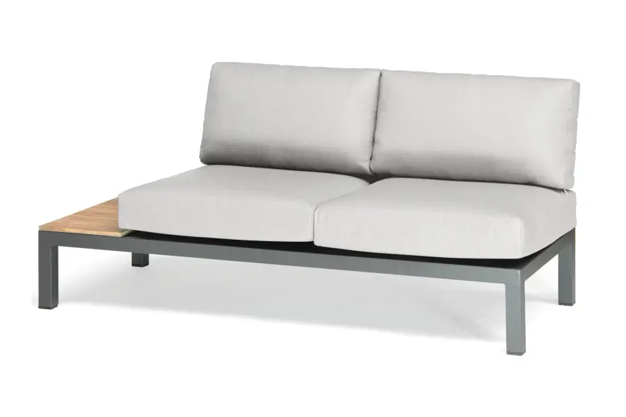 Elba 4-Piece Aluminum Corner Conversation Set with Teak Accents - Image 8