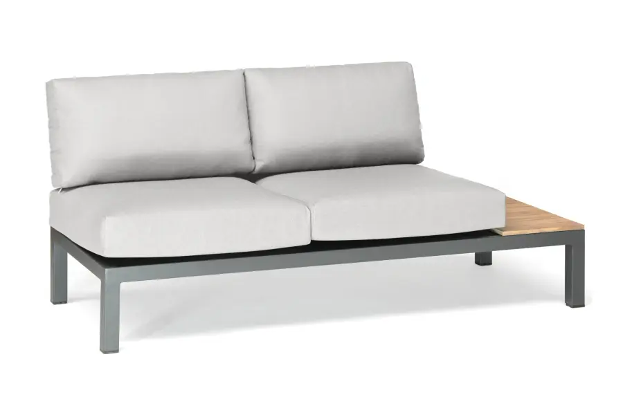 Elba 4-Piece Aluminum Corner Conversation Set with Teak Accents - Image 9