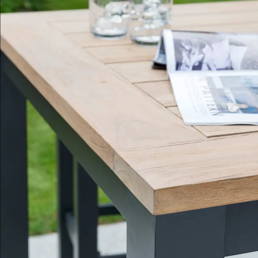 Elba 40-Inch Aluminum Bar Table with Teak Top - Image 6