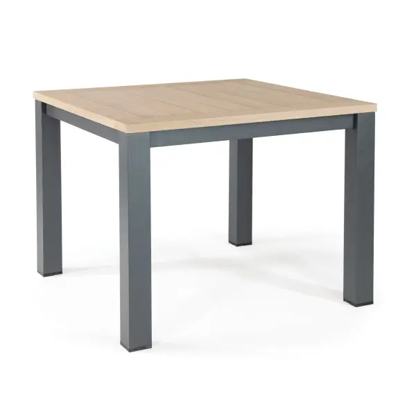 The Elba Dining Table combines FSC-certified teak with a rustproof aluminum frame for stylish outdoor entertaining. Its compact 40-inch square design seats four, while integrated levelers and replaceable foot caps ensure stability and longevity.