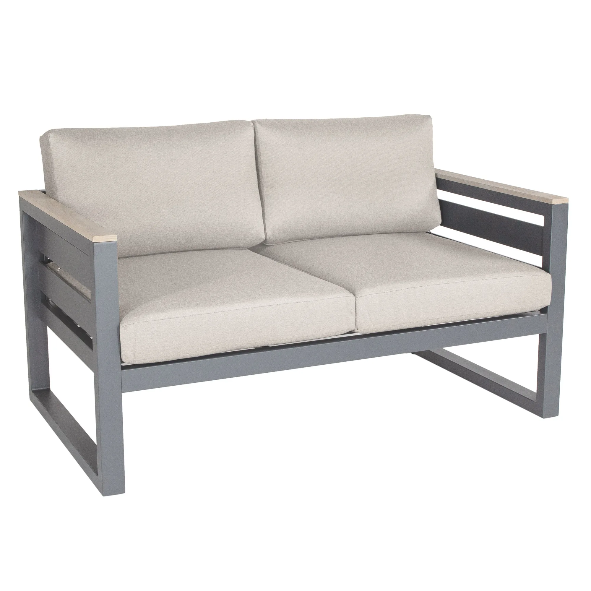 Elba Comfort Loveseat With Teak Armrests