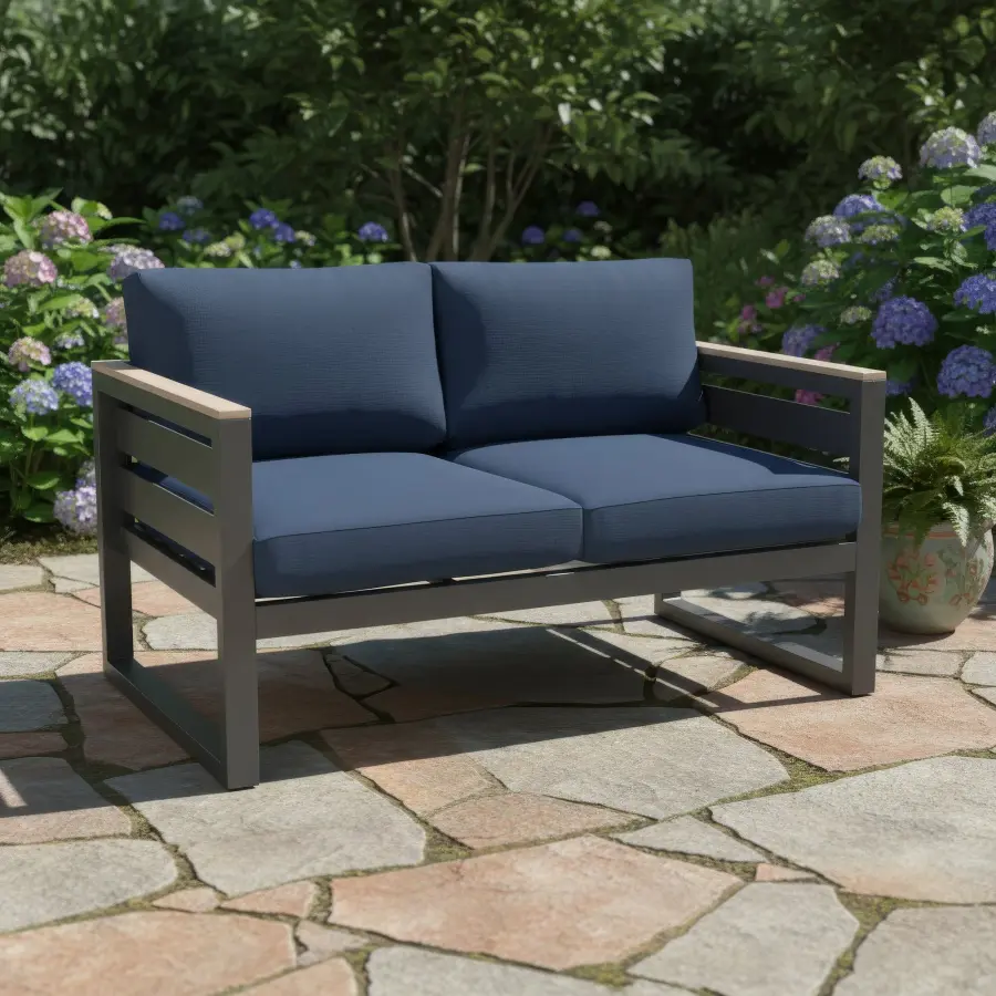 Elba Comfort Loveseat with Teak Accents - Image 5