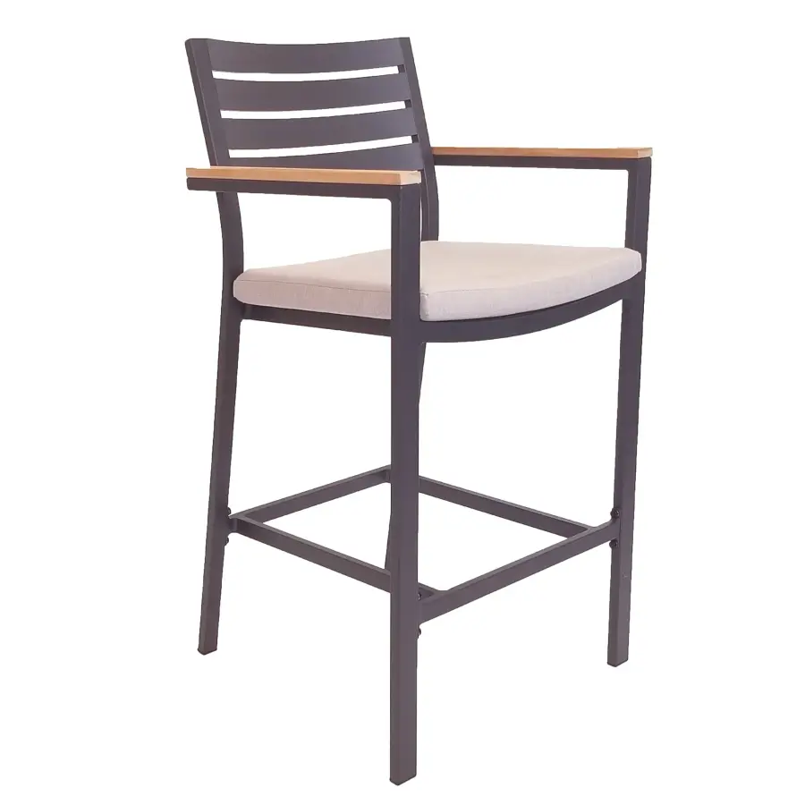 Elba Aluminum Bar Chair with Cushion - Image 1