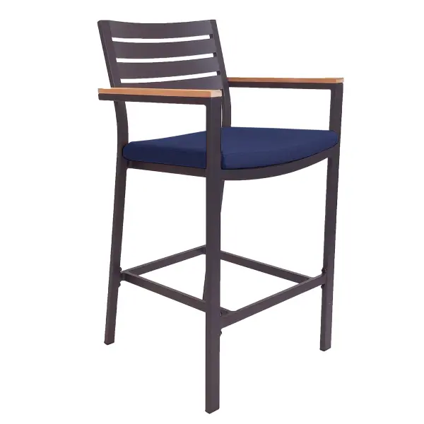 Elba Aluminum Bar Chair with Cushion - Image 3