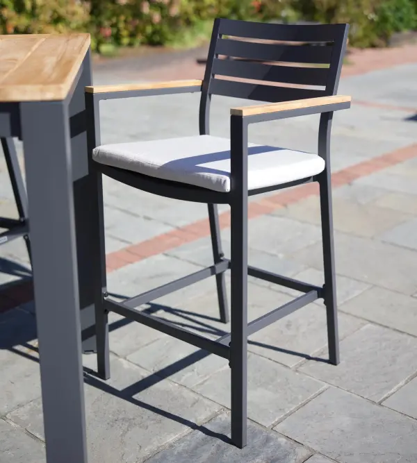 Elba Aluminum Bar Chair with Cushion - Image 7