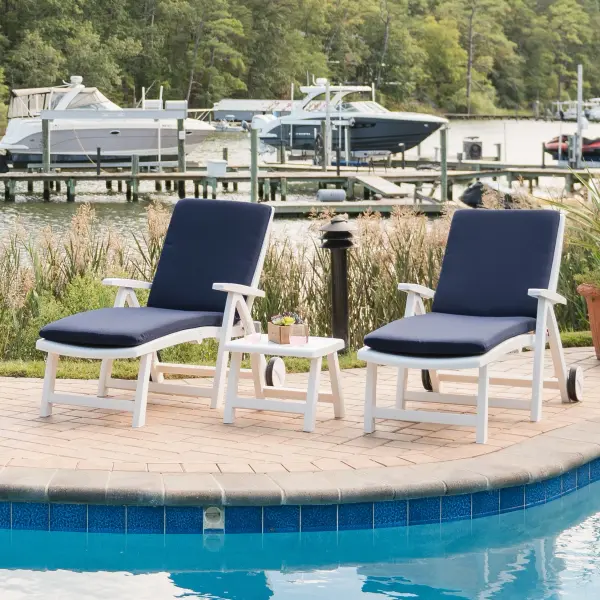 Roma Lounger Cushions in Blue Sunbrella - Image 4