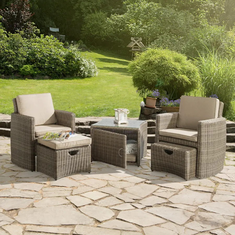 Cupido Wicker 2-Person Conversation Set with Cushions - Image 1
