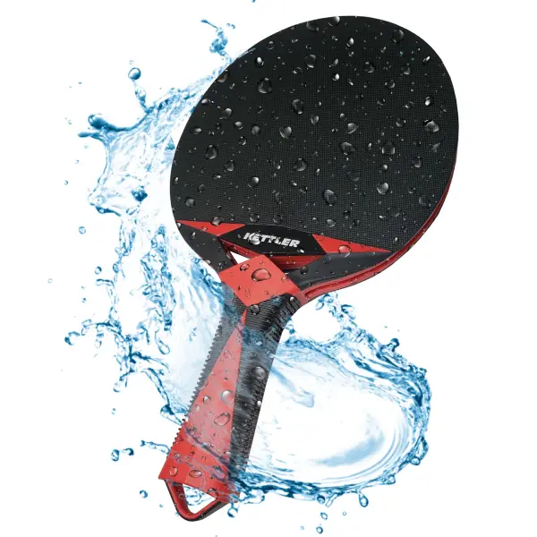 Complete 2-player outdoor table tennis set featuring weatherproof K2 resin rackets with ergonomic handles and smooth rubber surfaces. Includes 6 tournament-quality balls for immediate play in any weather condition. - alternate view