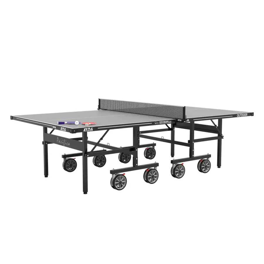 Pacifica Gray Outdoor Table Tennis Table - 4-Player Bundle - Image 1