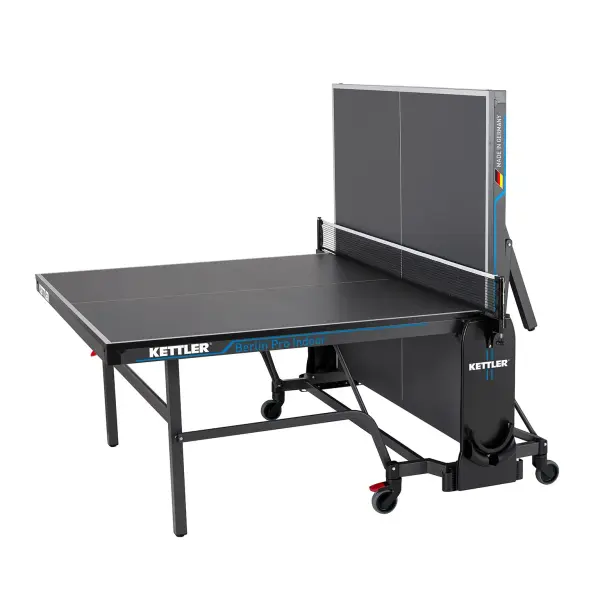The KETTLER Berlin Pro delivers tournament-quality performance with its IN-TEC22 top and steel profile apron. German-made with patented one-hand locking, permanent net system, and playback mode for solo practice. - alternate view