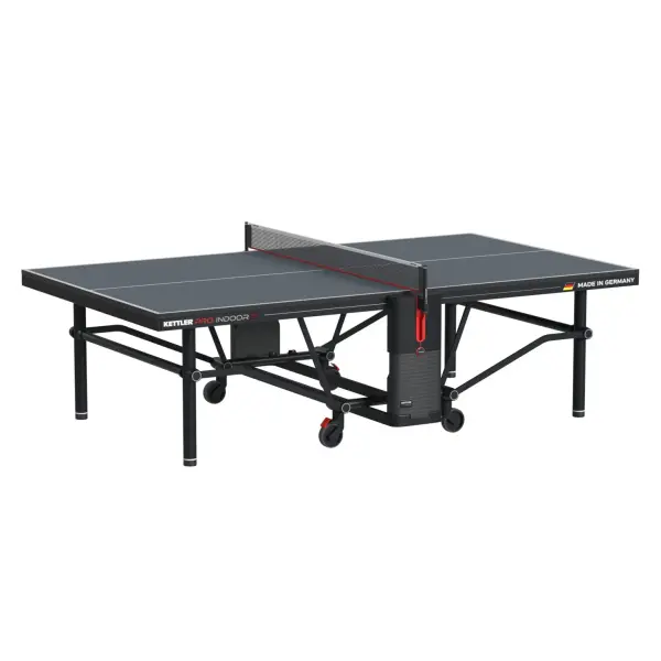 The KETTLER Pro Indoor 15 delivers tournament-quality performance with its proprietary IN-TEC22 top and heavy-duty steel construction. Ships 95% pre-assembled for 10-minute setup, features centerfold safety design with SMOOTH TRAX technology, and includes a permanent net system. Made in Germany with industrial-grade materials built to last.