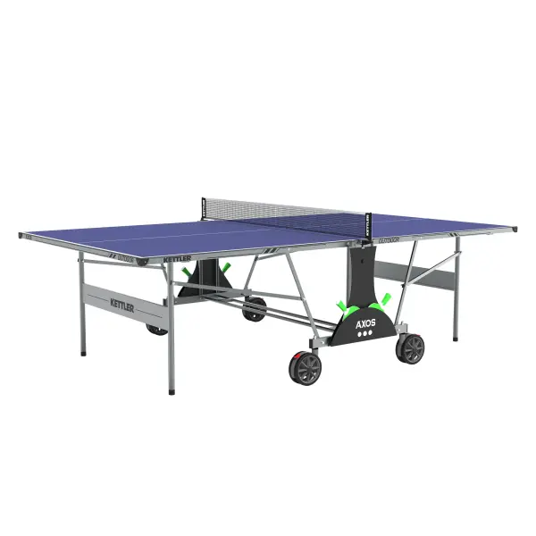 The KETTLER Axos OUTDOOR delivers tournament-quality play with weatherproof durability. Features one-hand opening mechanism, scratch-resistant surface, and includes rackets and balls for immediate play.