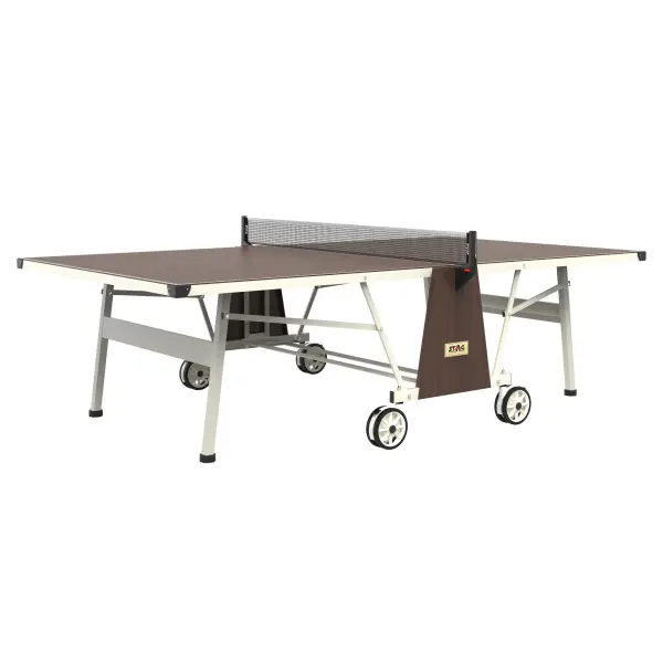 The Kona Outdoor table tennis table combines weatherproof durability with professional-grade performance. Features PRO-TEC5 outdoor top, centerfold safety design, and quick 30-minute assembly. Includes cover, 4 outdoor rackets, and 12 balls.
