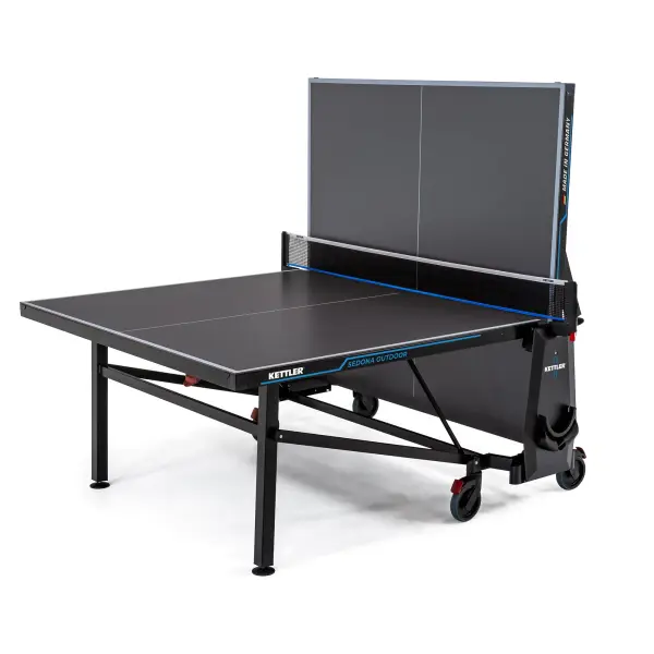The KETTLER Sedona delivers professional-grade outdoor table tennis with its weatherproof KETT-TEC6 composite top and heavy-duty steel construction. Made in Germany with a centerfold safety design and quick 10-minute assembly. - alternate view