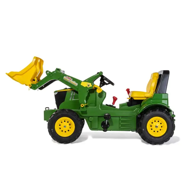 This German-engineered pedal tractor delivers authentic farm play with a working front loader, all-terrain pneumatic tires, and adjustable seating. Built from durable resin with front/rear hitches for accessories. - alternate view