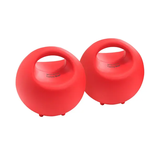 Italian-made training bowls offer a safe alternative to traditional dumbbells with adjustable weight options. Fill with water (7.5 lbs) or sand (12 lbs) per bowl. Soft vinyl construction protects surfaces while handles provide secure grip.