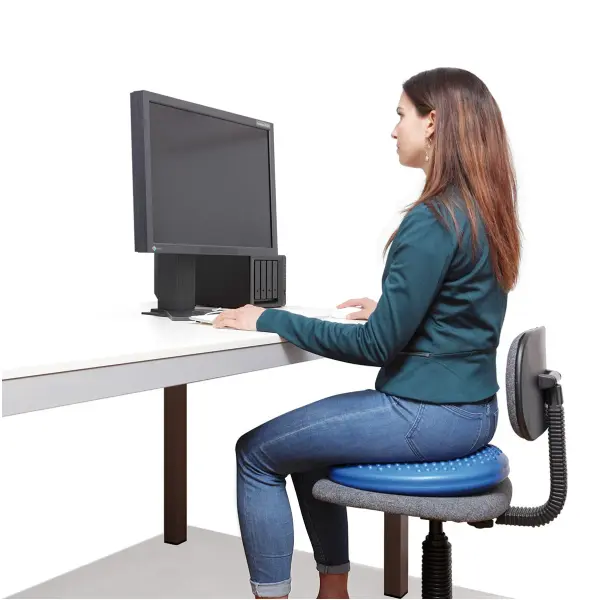 The Gymnic Disc 'O' Sit transforms ordinary seating into an active wellness experience. This Italian-made inflatable cushion engages core muscles while sitting, relieves back pressure, and doubles as a balance training tool. - alternate view