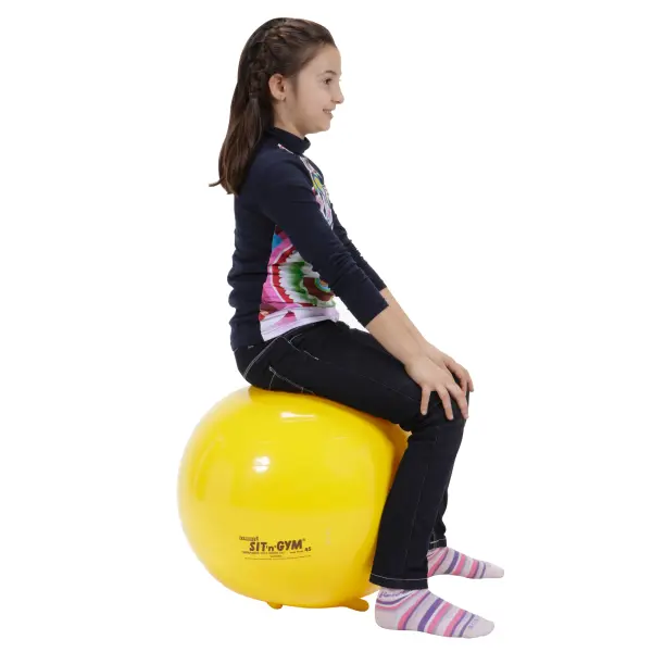 The Sit 'N' Gym Jr. ball transforms sitting into an active experience for children, promoting proper posture and increased concentration. Its stable feet prevent rolling while burst-resistant construction ensures safety.
