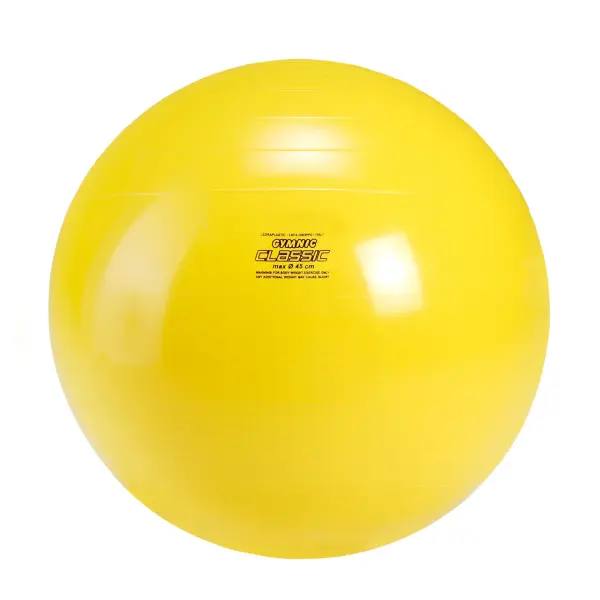 Italian-made medical device compliant exercise ball designed for physical therapy, rehabilitation, and core strengthening. Latex-free, phthalate-free vinyl construction offers durability for therapeutic and fitness applications.