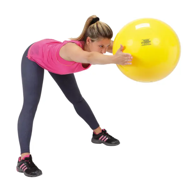 Italian-made medical device compliant exercise ball designed for physical therapy, rehabilitation, and core strengthening. Latex-free, phthalate-free vinyl construction offers durability for therapeutic and fitness applications. - alternate view