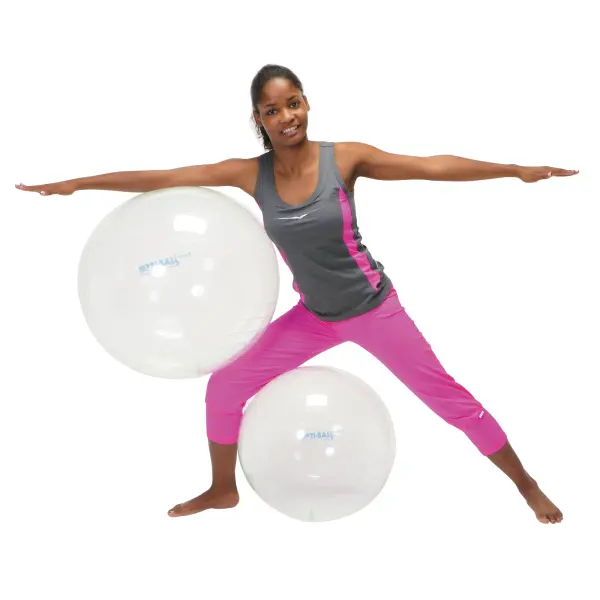 Medical-grade transparent exercise ball ideal for physical therapy and core strengthening. The see-through design allows therapists to observe patient movements during rehabilitation exercises.