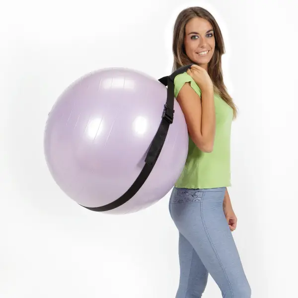 This strong and compact carry strap from Italy makes transporting 55cm and 65cm fitness balls effortless. A practical accessory for home gym enthusiasts and fitness professionals. - alternate view