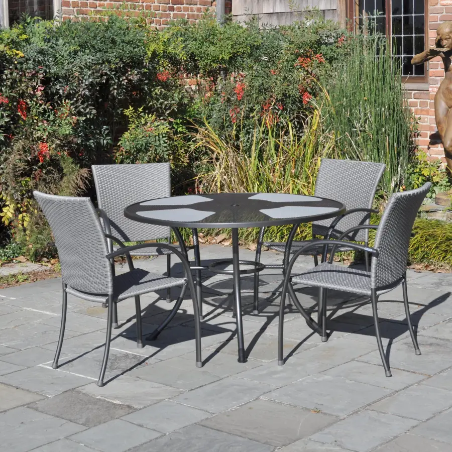 Pilano Woven 5-Piece Wrought Iron Dining Set - Image 1