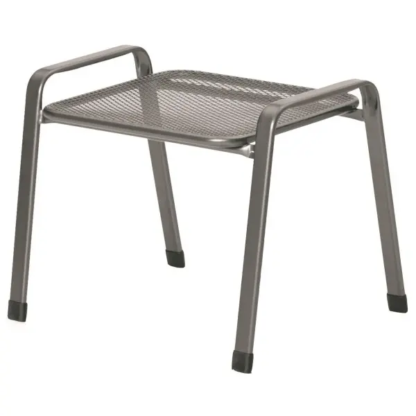 Versatile wrought iron ottoman/side table featuring KETTLER's exclusive Electrotherm coating that's 3x thicker than standard powder coat. Fully-welded construction ensures stability while staying 20% cooler in sun.