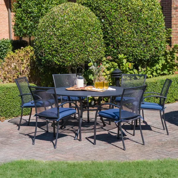 Pilano Wrought Iron Stackable Arm Chair - Set of 6 - Image 2
