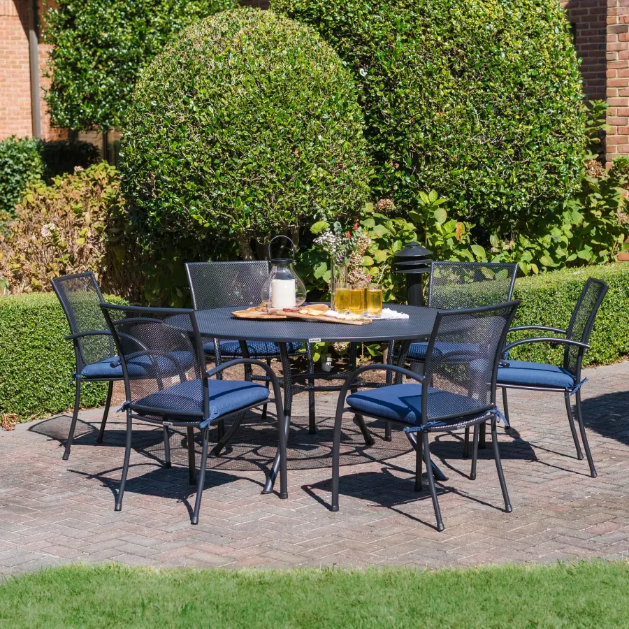 Pilano Wrought Iron Stackable Arm Chair - Set of 6 - Image 2